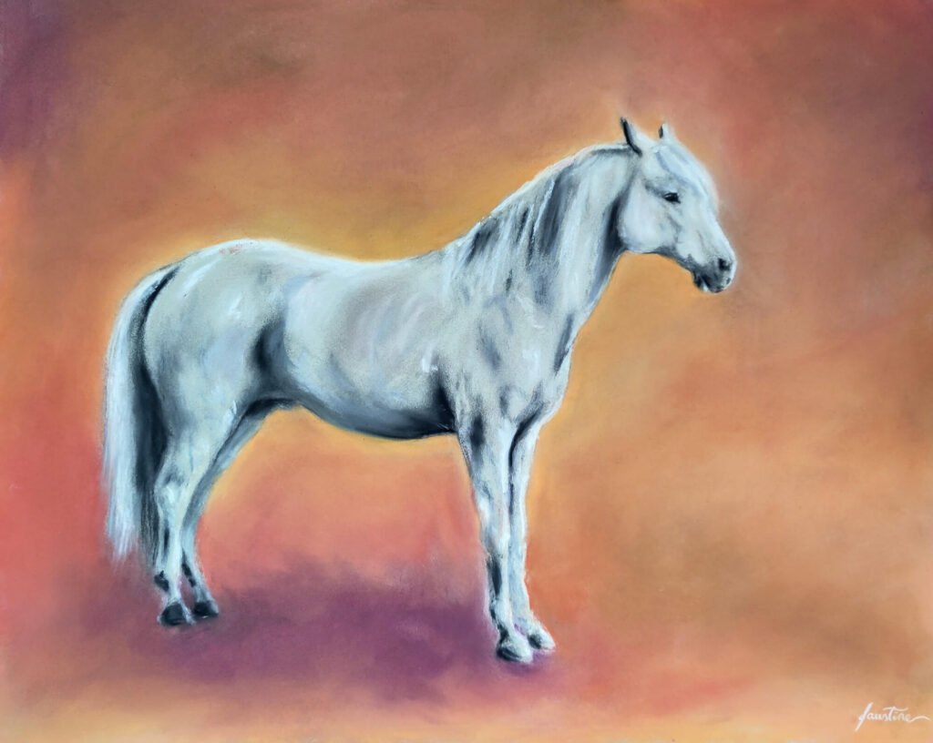 Cheval sur fond coloré Pastel - 50 x 40 cm 250 €