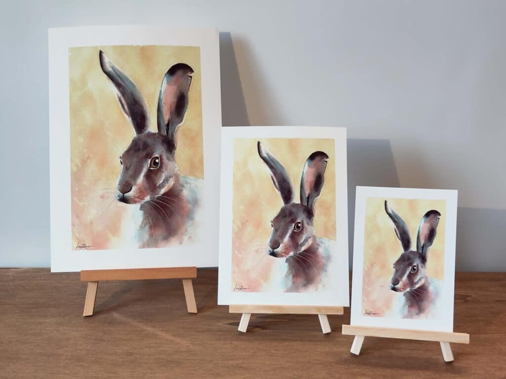 lièvre aquarelle impression