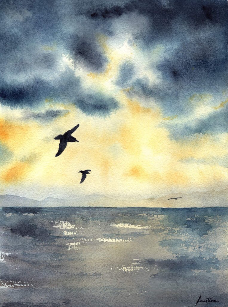 Ciel d'Orage n°2 - Aquarelle - 26 x 36 cm - 160 €