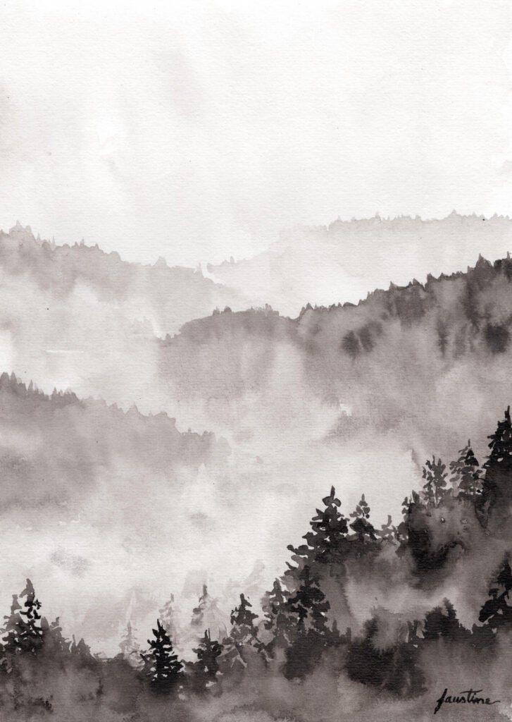 foret brume encre chine