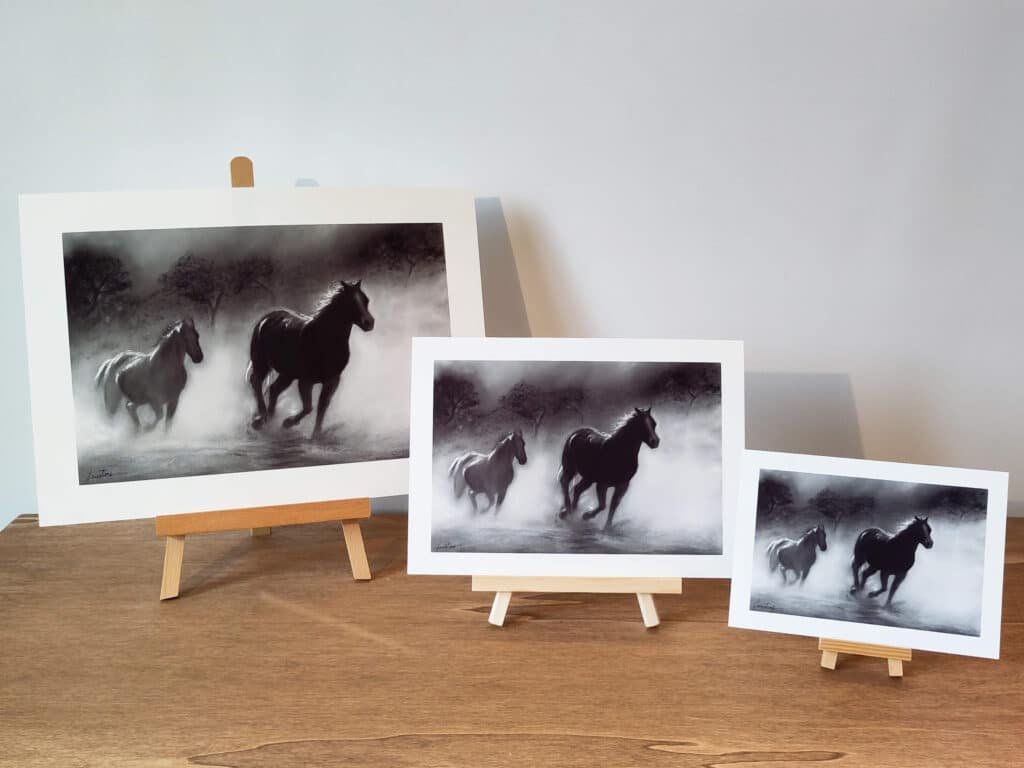 pastel chevaux impression