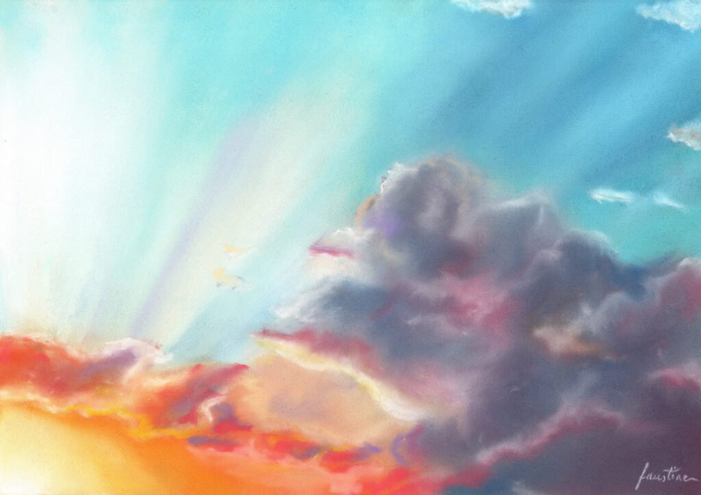 pastel nuages lumière ciel