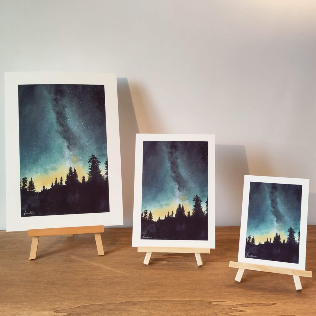 vente impressions d'art aquarelle aurores boréales impression