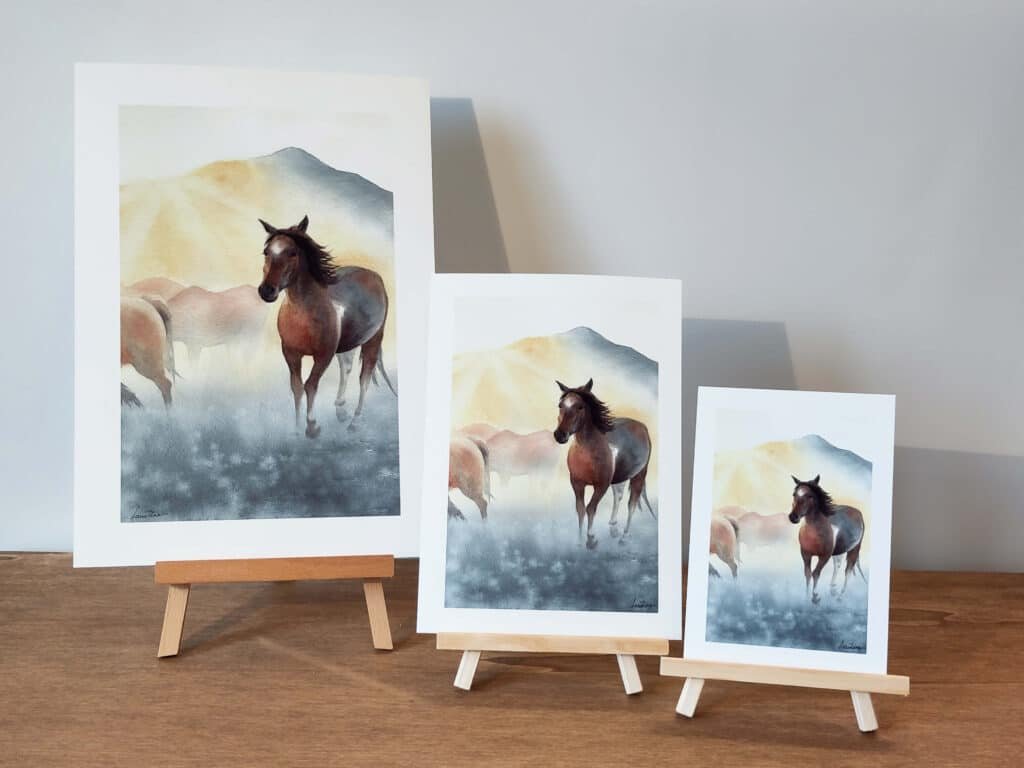 impression chevaux aquarelle