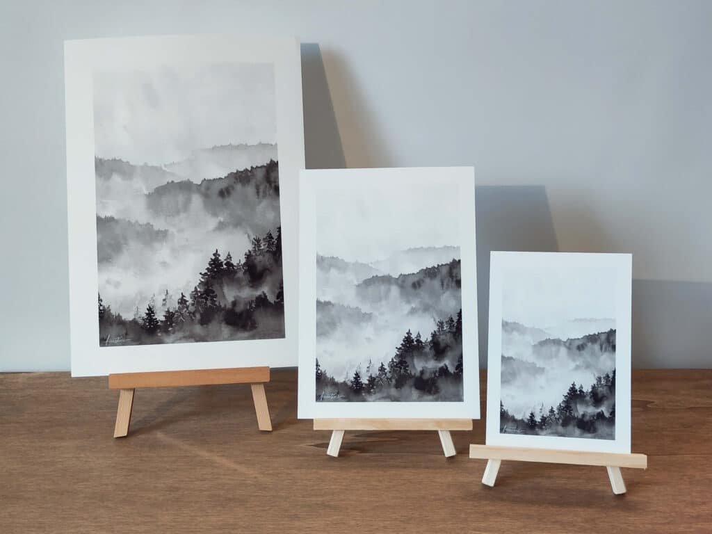 forêt brume encre Chine impression